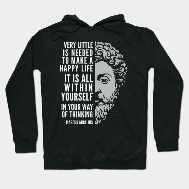 Marcus Aurelius Quote: A Happy Life Hoodie by Elvdant